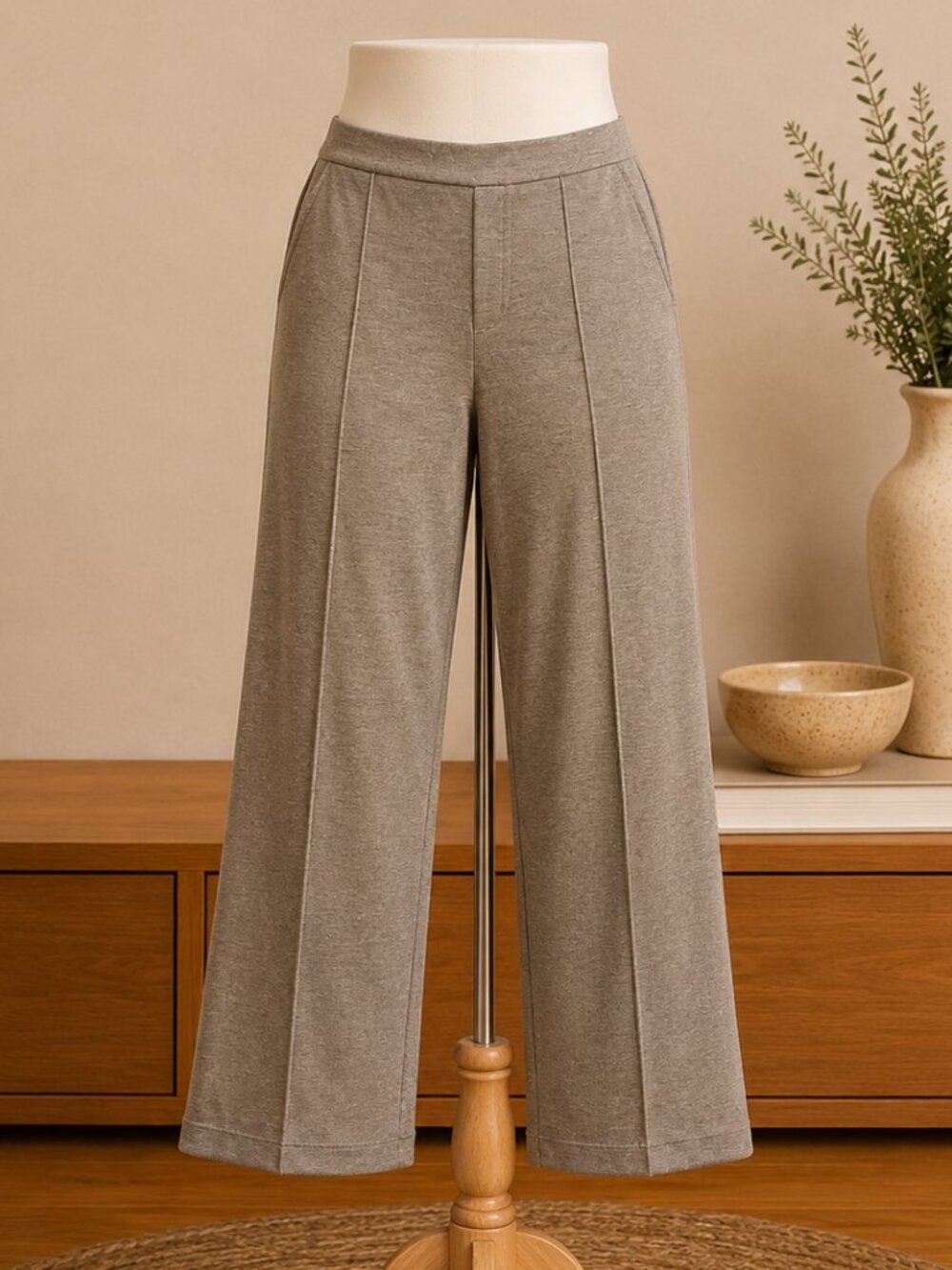 Simply Vera Vera Wang Women's L Oatmeal Wide Leg Pants NWOT Knit Pull On Comfy